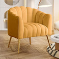 Oversized Pumpkin Couch Accent Chair Modern Comfy Velvet Upholstered Barrel Chairs Luxury Single Sofa Armchair for Living Room Waiting Room Office and Vanity (Mustard)