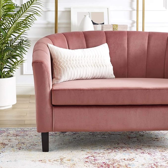 Modway Prospect Channel Tufted Upholstered Velvet Loveseat Dusty Rose