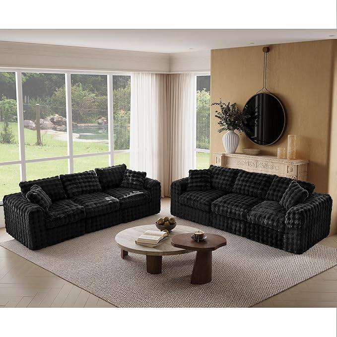 TYBOATLE 135’’ Boneless Slow-Rebound Memory Foam Couch Cloud Sectional Couches for Living Room w/Upgraded Fabric Comfy Deep Seat Fluffy U Shaped Modular Sectional Sofa w/Chaise