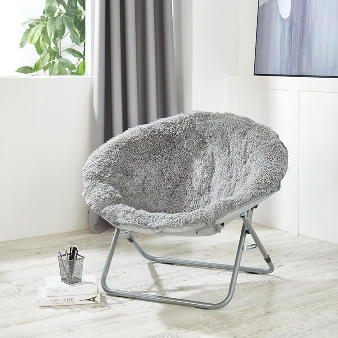 Urban Lifestyle Oversized Mongolian Faux Fur Saucer Chair Aqua