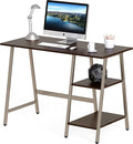 SHW 43-Inch Home Office Trestle Computer Desk with Open Storage Shelves Espresso