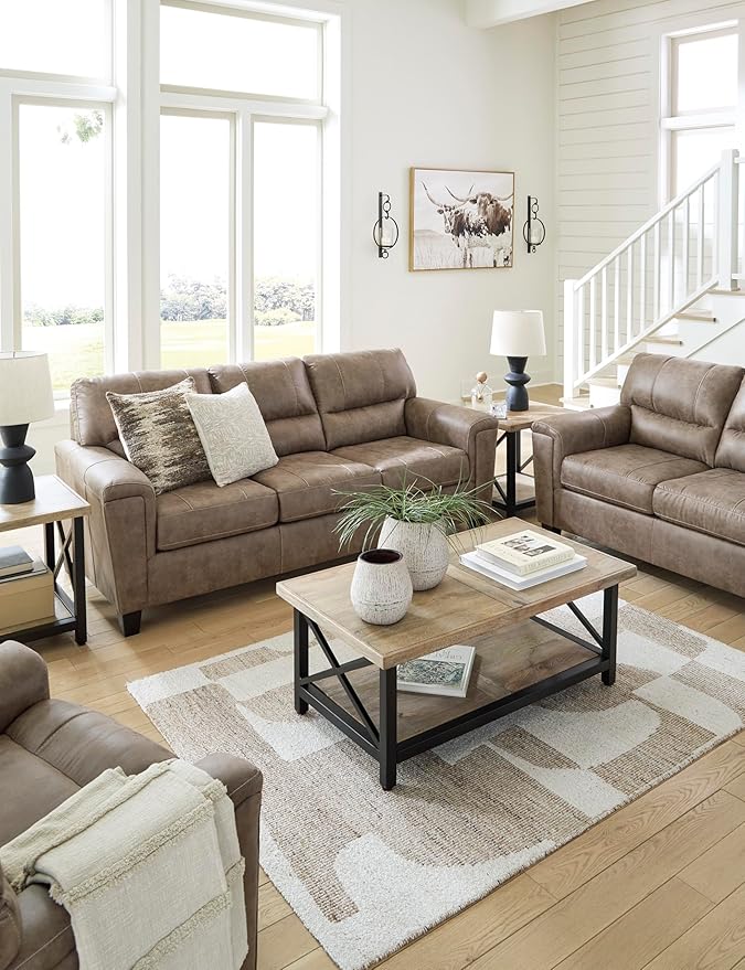 Signature Design by Ashley Navi Modern Sofa with Removable Cushions Dark Brown