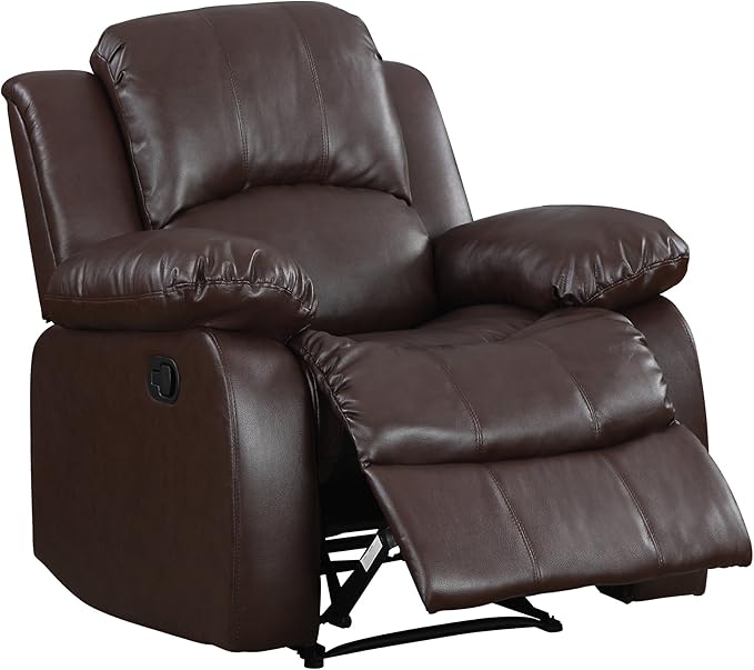 Homelegance Cranley Traditional Wall Hugger Recliner Brown Bonded Leather