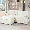KEIKI 75 Sectional Cloud Couch Sofa L-Shaped Lounge Sofa with Storage &amp Ottoman 3-Seater Convertible Sofas Set W/Pillow Chenille Upholstered Sofabed Indoor for Living Room Bedroom Office Beig