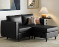 ABCASA Modular Sectional Loveseat Sofa Couch with Storage Seats 3 Seater L Shaped Couch with Movable Ottoman for Small SpacesBlack