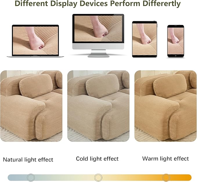 Modular Sectional Sofa Boneless Couch Cloud Sectional Couches for Living Room Oversized L Shaped Couch with Deep Seat and Ottoman Comfy Corduroy Upholstery Camel Couches No Assembly(3S+1O)