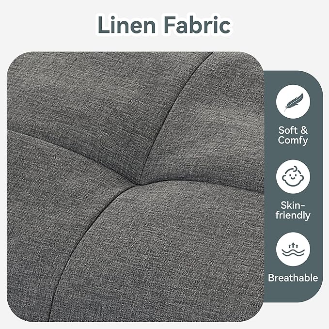 Opoiar Convertible Futon Sofa Bed Grey Linen Futon Couch with Adjustable Backrest &amp Armrests Folding Small Recliner Sleeper Sofa Bed for Living Room Apartment Office