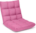 Giantex Adjustable Floor Gaming Sofa Chair 14-Position Cushioned Folding Lazy Recliner High Resilience Sponge Breathable Cotton &amp Linen Fabric Sleeper Bed Couch Recliner with Removable Cover (Pin