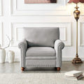 Lestar Single Sofa Chair Fabric Accent Chair with Solid Wood Legs Upholstered High Elastics Sponges with Armrests Seat Couch for Living Room (Grey)