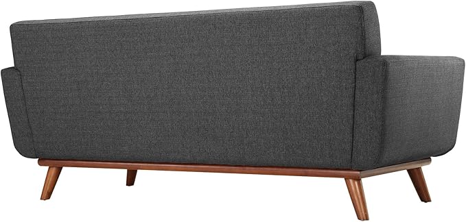 Modway Engage Mid-Century Modern Upholstered Fabric Loveseat in Gray