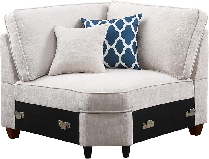 Ball &amp Cast 127 L-Shaped Sectional Couches for Living Room with Movable Ottoman2 Cup Holders &amp USB Ports7 Seat Chenille Upholstered Sofa W/6 Throw Pillows &amp Hidden Storage BoxDIY Combi