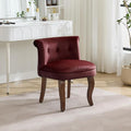 Velvet Vanity Chair with Solid Wood Legs Tufted Upholstered Vanity Stool with Back Mid Century Small Makeup Accent Chair for Bedroom Living Room Burgundy
