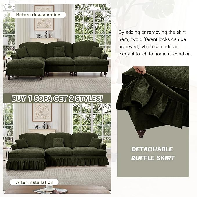 KEIKI 137 4Seat Modular Velvet Sofa Couch for Garden Home Small Space Style Conscious Nature Lovers Warm Inviting Comfy Supportive Rest Space Elegant Premium Premium Design Green