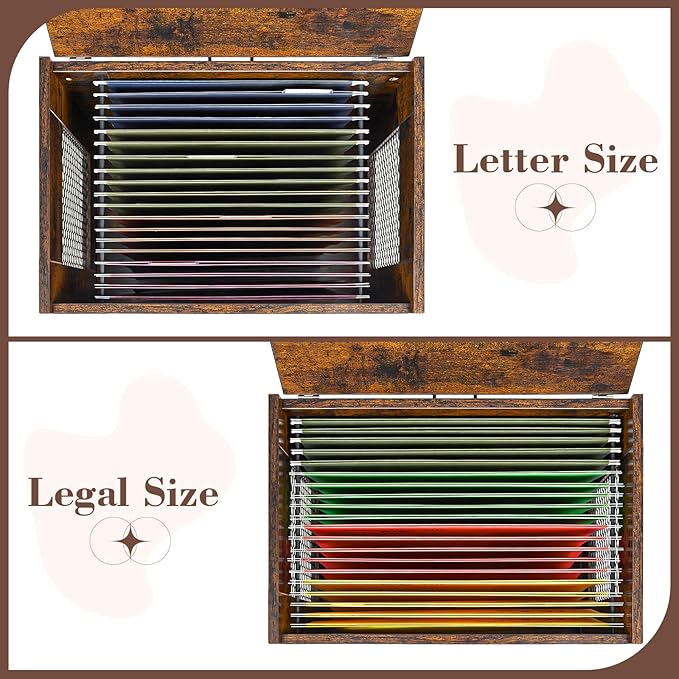 Rolling File Cabinet Cart Hanging File Organizer Box with Lid for Home Office Small Filing Cabinet on Wheels Under Desk