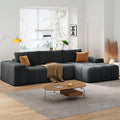 KEIKI 103 Corduroy Sectional Sofa 3-Seater L Shaped Sleeper Cloud Couch Bed Modern Upholstery Couches w/Deep Seat &amp Chaise Lounge Oversized Boneless Sofas for Living Room No Assembly Black