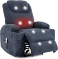 Massage Recliner Chair with Heat for Adults Extra Wide Manual Reclining Chair with 1.5X Thick Sponge Armrests &amp Backrest Lazy Boy Recliner Sofa for Living Room &amp Bedroom Comfort Blue