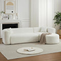 Oversized Sectional Sofa with Chaise with 2 Throw Pillows 109 Modern Luxury Chenille Sofa Extra Deep Seat L-Shape Curved Cloud Couch for Living Room (Right Facing Chaise Beige)