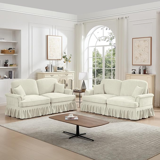 KEIKI 76 2Seat Modular Velvet Sofa Couch for Living Room Apartment Living Style Conscious Homeowners Soft Plush Comfortable Cozy Relaxing Lounge Modern Contemporary Design Beige White