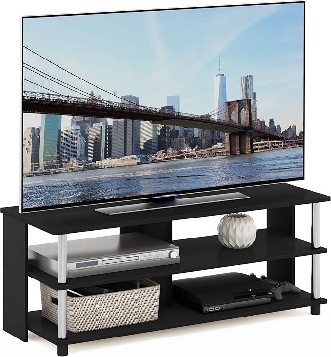 Furinno Sully 3-Tier Stand for TV up to 48 Inch Americano/Chrome