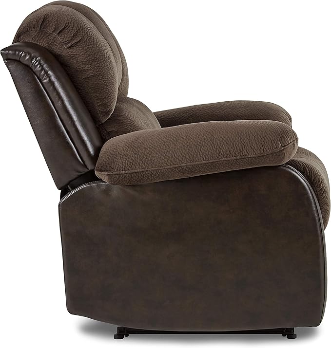 Lexicon Baluze Faux Leather Wall Hugger Recliner Chair for Living Room Office RV - High-Density Foam Sturdy Solid Wood Frame - Chairs Living Room Recliners for Small Spaces - Brown Shades