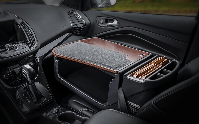 AutoExec AE-GMEF-21M Efficiency GripMaster Car Desk for Your Vehicle Workstation and Mobile Office Mahogany