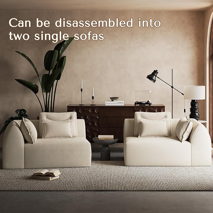 100 Oversized Sectional Sofa Chenille 3 Seater Couch Large Boneless Couch Sectional with Deep Seat Modern Cloud Sofa for Living Room Bedroom No Assembly Required Beige White