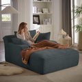 67 Inch Chaise Lounge Chair Indoor Oversized Corduroy Upholstered Boneless Sofa Bed Deep Seat Sleeper Couch Reading Chairs Cloud Sofas Couches for Living Room No Assembly Required (Dark Grey)