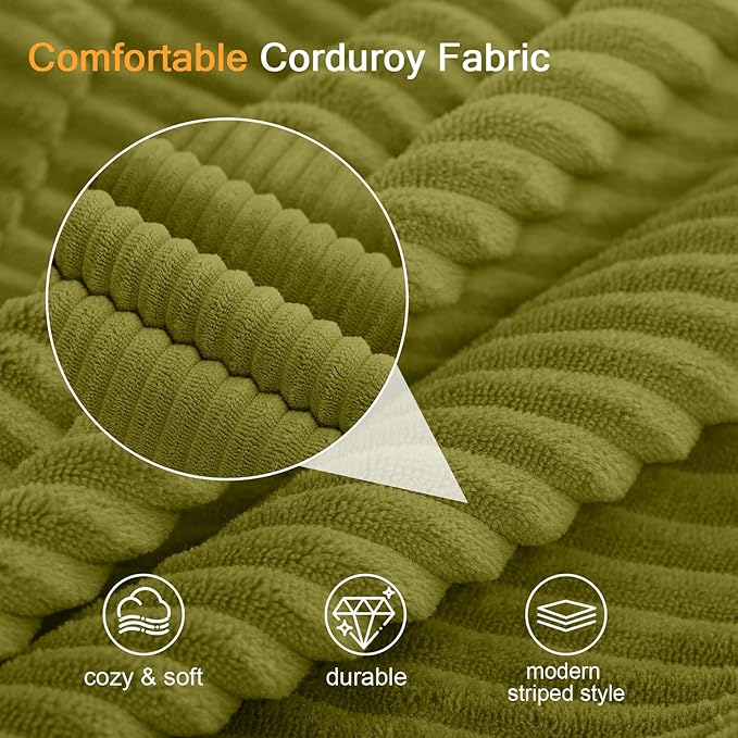 COMAX Convertible Sofa Bed Folding Floor Couch Corduroy Fold Out Couch Bed Futon Sleeper Mattress with Pillows Boneless Sofa Comfy Lounge Loveseat for Living Room Bedroom Light Green