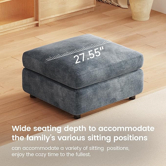 Guyii Storage Ottoman Blue Modular Sofa Stool for Modular Sectional Sofa Square Seat Cube Foot Stool upholstered for Living Room