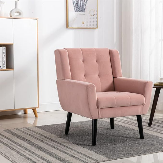 Modern Soft Velvet Material Ergonomics Accent Chair Living Room Chair Bedroom Chair Home Chair with Black Legs for Indoor Home
