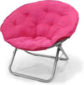 Urban Lifestyle Microsuede Saucer Chair for AdultsPink Cozy Folding Accent Chair for Bedroom Dorm or Lounge
