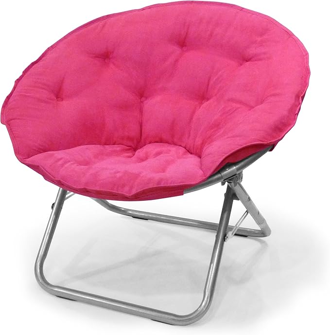 Urban Lifestyle Microsuede Saucer Chair for AdultsPink Cozy Folding Accent Chair for Bedroom Dorm or Lounge