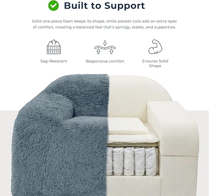 24/7 Shop at Home Garel Modern Upholstered Foam Sofa Chair with Curved Back and Arm Compressed Couch in a Box No Assembly Required for Home Theater and Living Room Ocean Blue