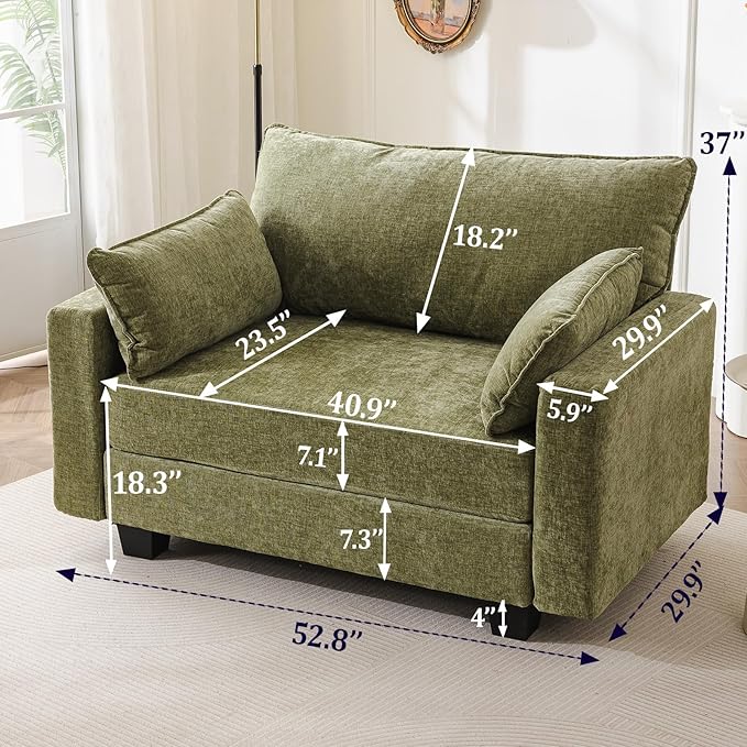 176'' Modular Sectional Sofa with All Seats StorageSleeper Sofa Bed with Throw PillowLoveseat Couches for Living RoomBedroomRemovable CoverChenilleGreen