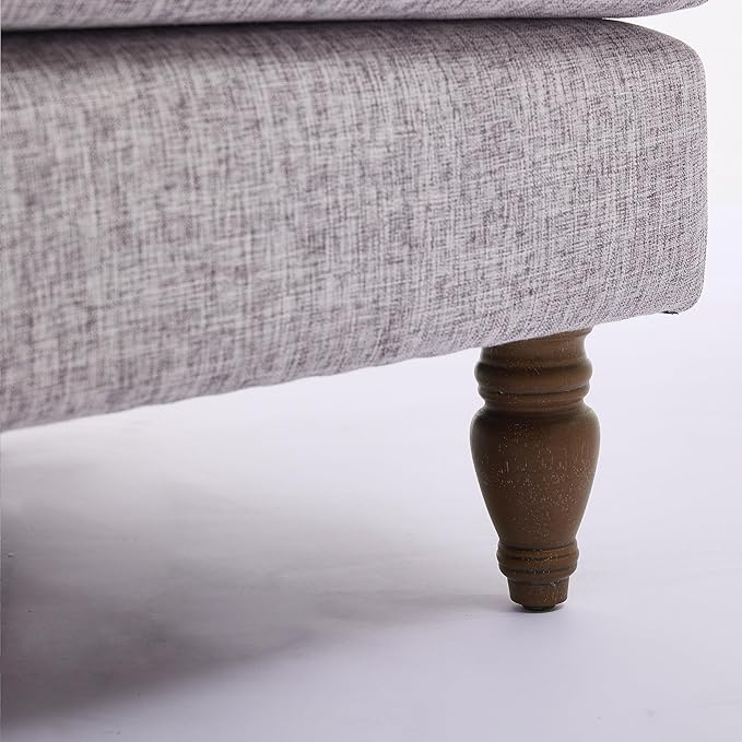 Vintage Upholstered Linen Fabric Armchair with Solid Wood Legs Accent Chair Single Sofa Chair for Living Room Office Apartment Hotel Lobby (Coffee-7.22)