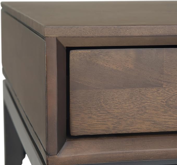 SIMPLIHOME Banting Desk - 60 Inch Wide Solid Wood and Metal Writing Desk in Walnut Brown Modern Industrial Home Office Computer Table for Study with 2 Drawers and Flip-Down Keyboard Tray
