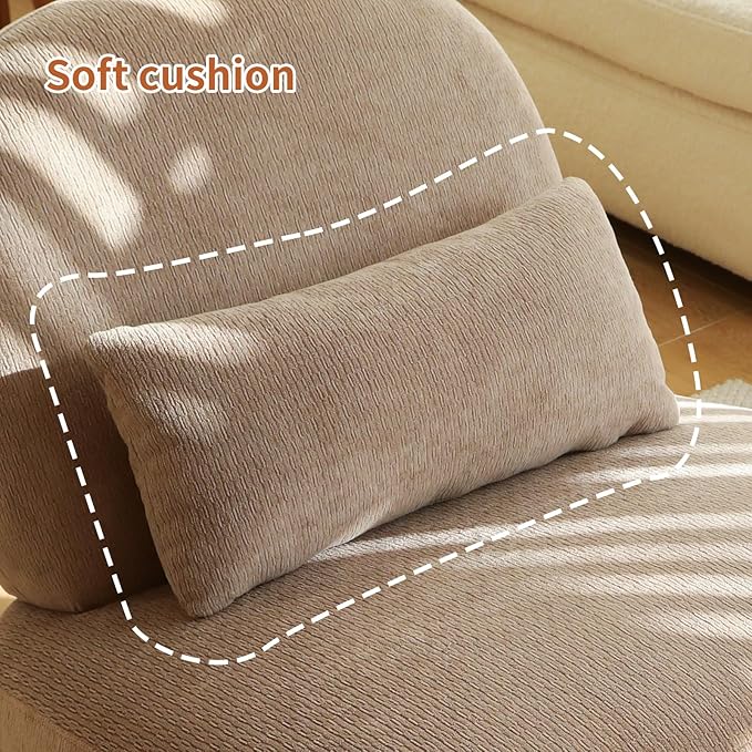 Velvet Accent Chair with Solid Wood Legs Modern Armless Living Room Chair with Soft Cushion Cozy Reading Chair for Bedroom Apartment Balcony &amp Waiting Room (Camel)