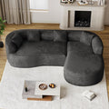 Oversized Sectional Sofa with Right Chaise for Living Room 111 Modern Curved L Shape Cloud Couch with Extra Deep Seat Modern Luxury Chenille 4 Seater No Assembly Required Black