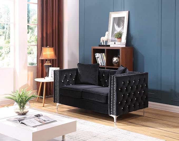Glory Furniture Paige Love Seat Black. Living Room Furniture 30 H x 63 W x 34 D