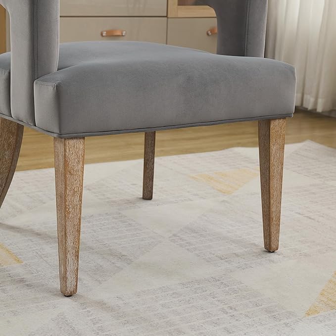 Modern Accent Chair Upholstered PU Leather Barrel Armchairs with Rubberwood Legs Comfy Lounge Arm Chair Hollow-Out Side Club Chair for Living Room Bedroom Office (Gray+Velvet)