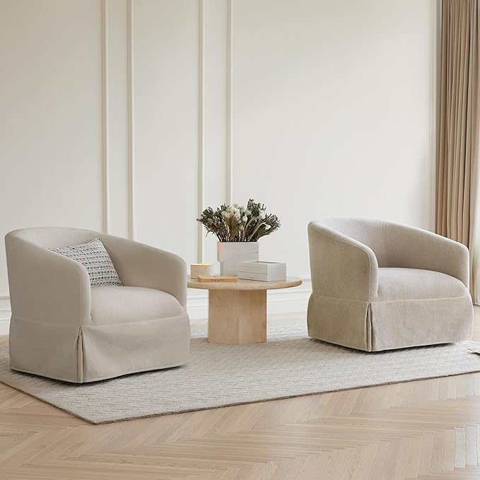 Swivel Accent Chair 360 Degree Performance Fabric Armchair Modern Barrel Chairs Armchair for Living Room Bedroom Home and OfficeTaupe