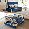 60 Full Size Loveseat Couch Bed 3 in 1 Convertible Pull Out Sleeper Sofa Bed with Storage Trundle and 2 Pillows for Living Room Bedroom Dorm Office RV (Midnight Navy-909)