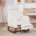 Nursery Rocking Chairs with Foot Rest Rocking Chair Nursery Chair with High Back Glider Rocking Chair Baby Nursery Glider Rocker Nursing Chair Accent Living Room (Teddy White)