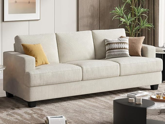 Fadware Sofa Couch 3 Seater Sofa with Suppleness Armrests Fabric Deep Seat Sofa with Upholstered Cushion&amp Backrests Modern Comfy Couch for Living Room Apartment