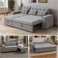 Ahomly 87 Convertible Sofa Bed – Space-Saving Sleeper with Pull-Out Design Adjustable Backrest Wide Armrests with Storage Plush Cushions Cozy for Small Spaces (Light Grey)