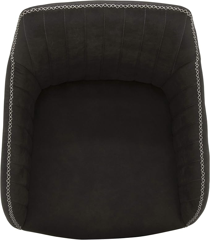 Calico Designs Adelaide Mid-Back Swivel Office Accent Chair – Dark Gray Faux Suede Tufted Upholstery White Metal Legs 250-lb Capacity – Modern Accent Home Office Swivel Seat
