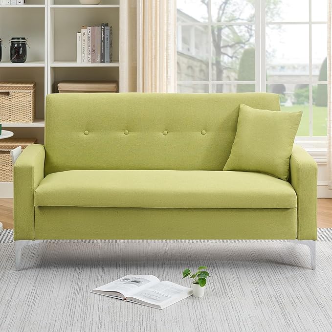 58'' Velvet Small Loveseat Sofa Couch with StorageSettee Bench Couches for Bedroom2-Seater Mini Sofa with Comfy CushionTiny Couch for Small SpaceEasy Assembly