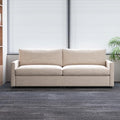 Modern Beige Fabric Loveseat Sofa with Deep Seat and Soft Cushions Office Couch Easy to Clean and Assemble Minimalist Premium Style for Office or Living Room Fits Small or Large Spaces