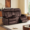 Power Reclining Loveseat with Heat &amp Massage Dual Recliner Sofa with Console Cup Holders USB &amp Type-C Ports 2 Seater Electric Reclining Couch for Living Room RV (Brown 2 Seat)