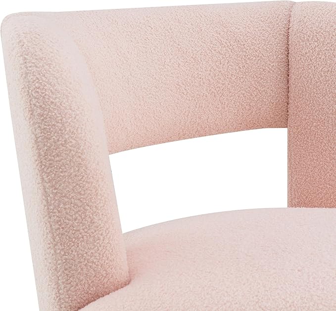 Swivel Barrel Chair with Soft Teddy Fabric Comfy Round Accent Chair for Living Room.Upholstered Performance Fabric for Living Room Bedroom Reading Waitingroom1 PCTeddy Light Pink